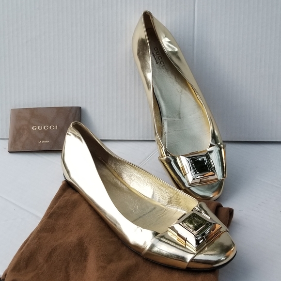 Gucci Gold Ballerina Flats - Picture 6 of 10